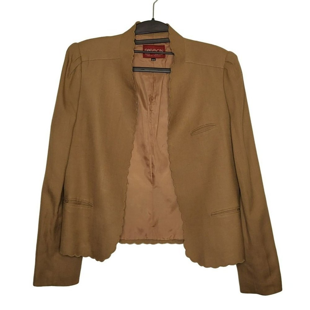 Sasson Jeans Scalloped Edge Camel Brown Blazer